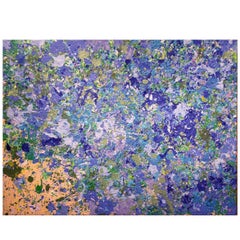 Walasse Ting Abstract Oil Painting - Little Flowers Under Moonlight 1968
