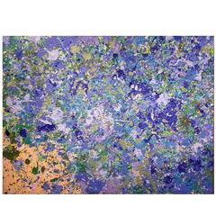 Walasse Ting Abstract Oil Painting - Little Flowers Under Moonlight 1968 10