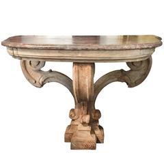 18th-19th Century Italian Console, Faux Marble-Top