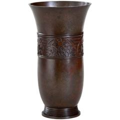 Antique Gado, a Japanese Patinated Bronze Vase