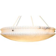 Alabaster Light Fixture with Carved Pearl Detail