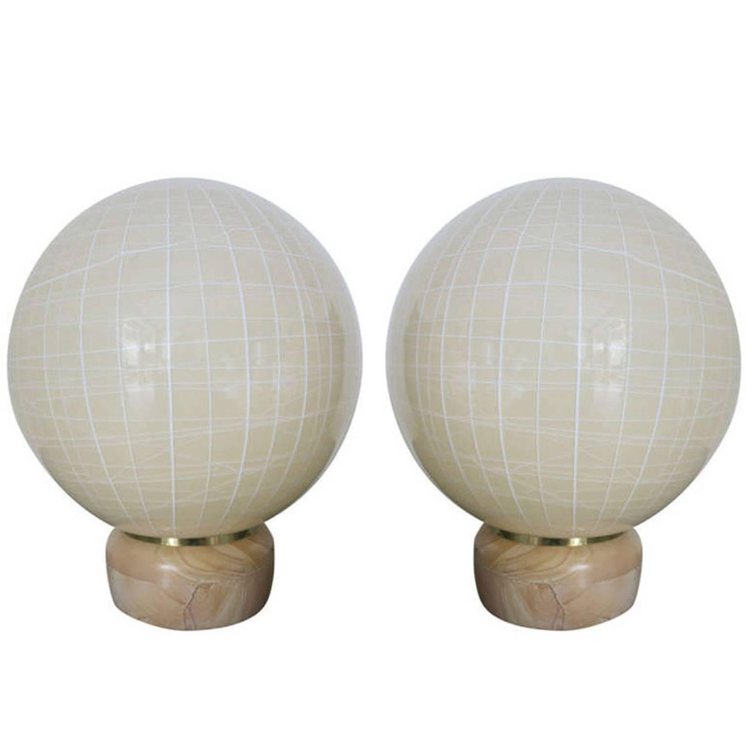 Pair of Globe Lamps by Venini