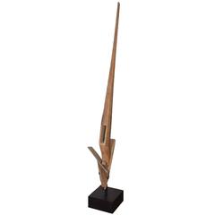 Antique Carved Wood Plough Sculpture on a Stand 12