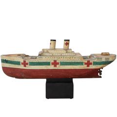 WWI French Hospital Boat Model on Stand 8