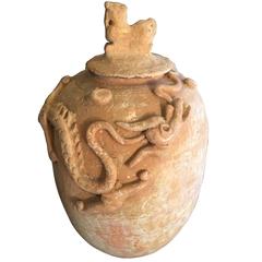 Antique Ancient Chinese Buddhist  "Dragon" Offering Jar  900 AD  