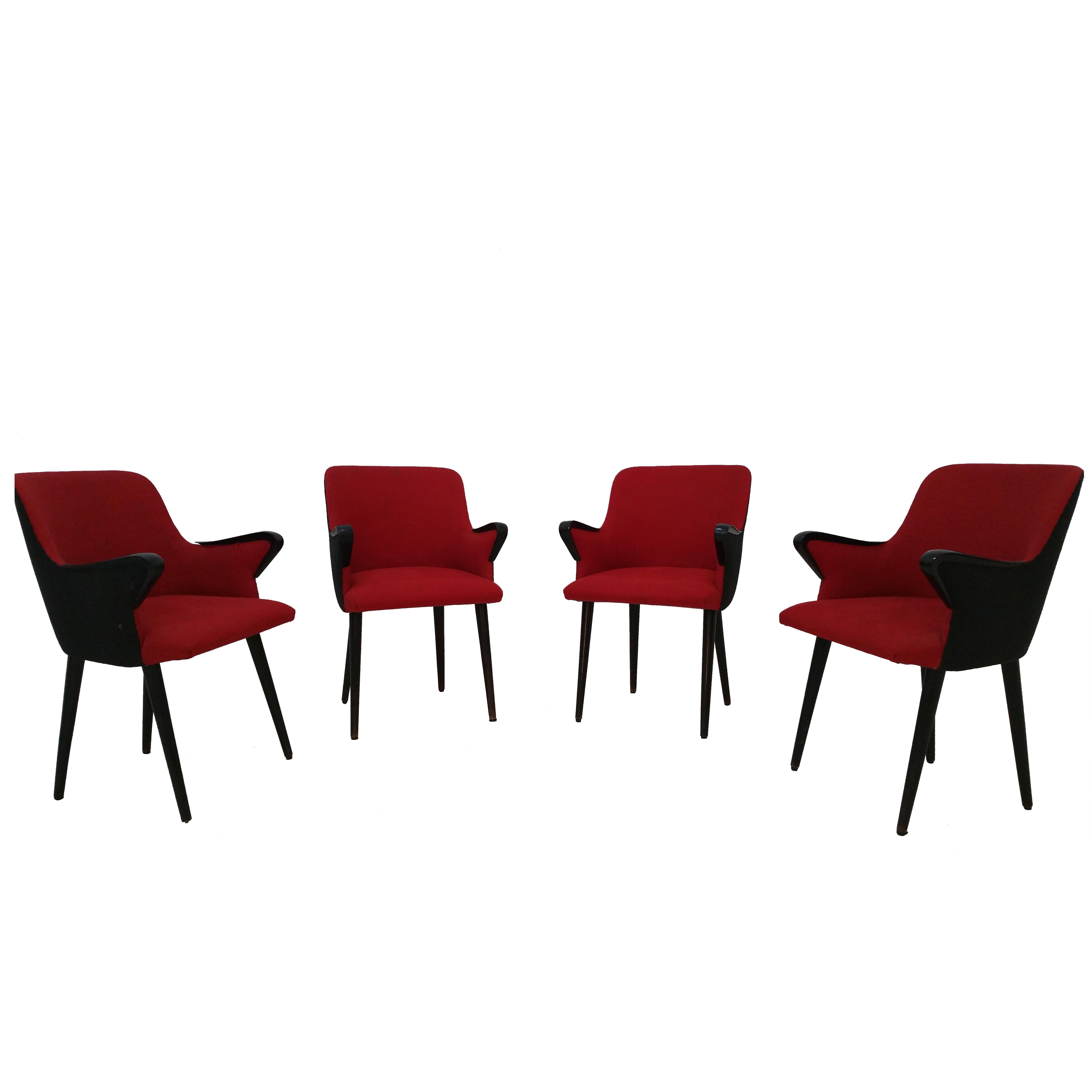 Osvaldo Borsani Per Tecno Red Chairs