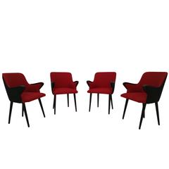 Osvaldo Borsani Per Tecno Red Chairs