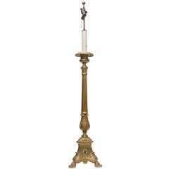 Antique 19th Century Italian Gilt Metal Floor Lamp