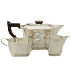 Antique George VI Art Deco Style Sterling Silver Three-Piece Tea Service