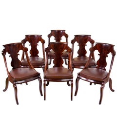Antique Set of Six Classical Stylized Gondola Chairs, circa 1820-1830, Boston