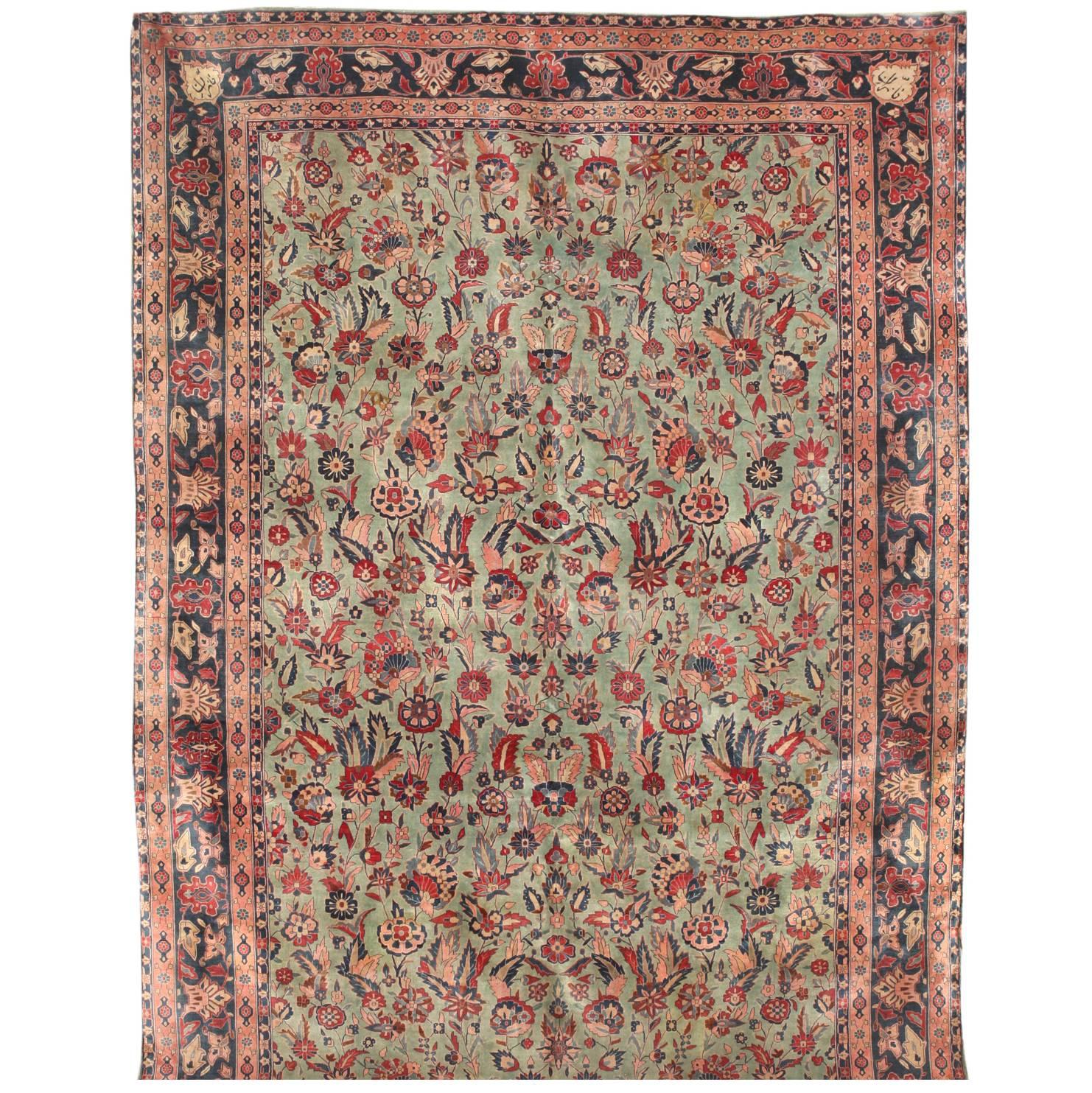 Exceptional Antique Persian Kashan Carpet For Sale