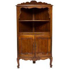 Retro 20th Century Provincial Walnut Corner Cabinet