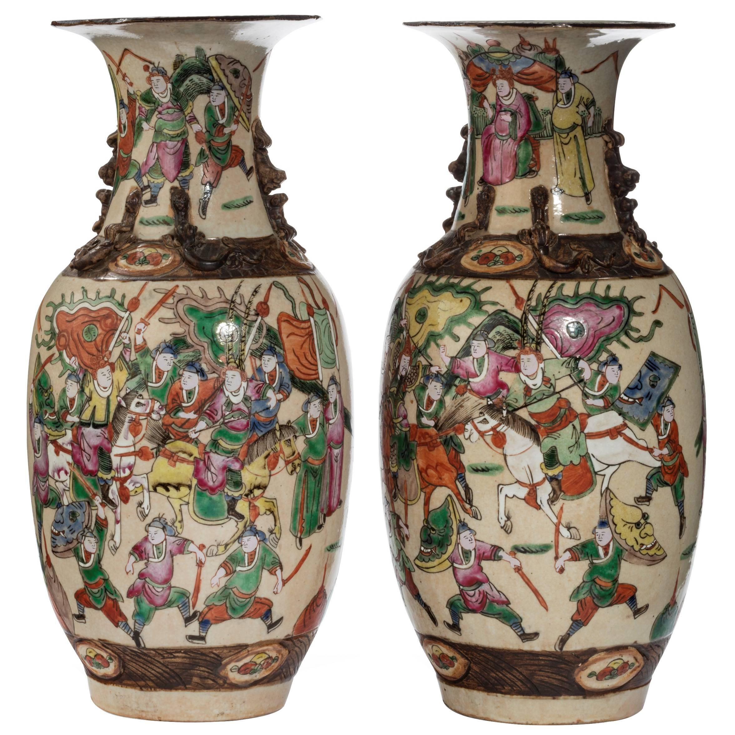 Pair of Late 19th Century Crackleware Vases