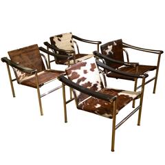 Set of Four Le Corbusier, Sling Chairs Covers in Cowhide