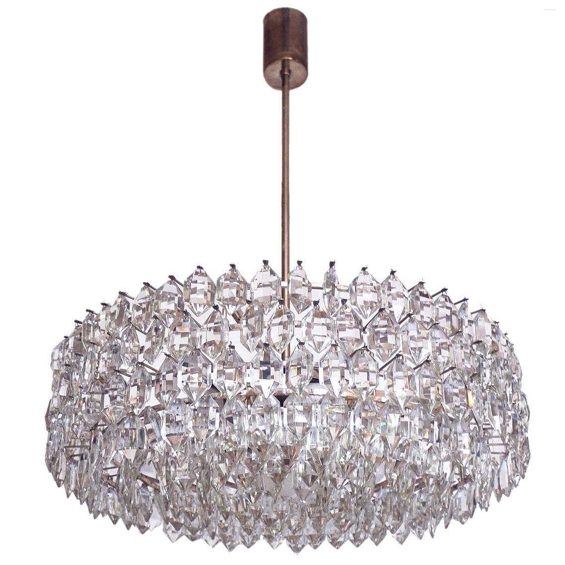 Large Silver Plated Crystal Chandelier Lobmeyr / Bakalowits & Sons, Vienna