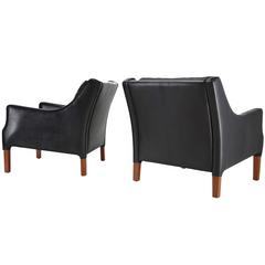 Rud Thygesen Set of Two Lounge Chairs in Black Leather, 1965