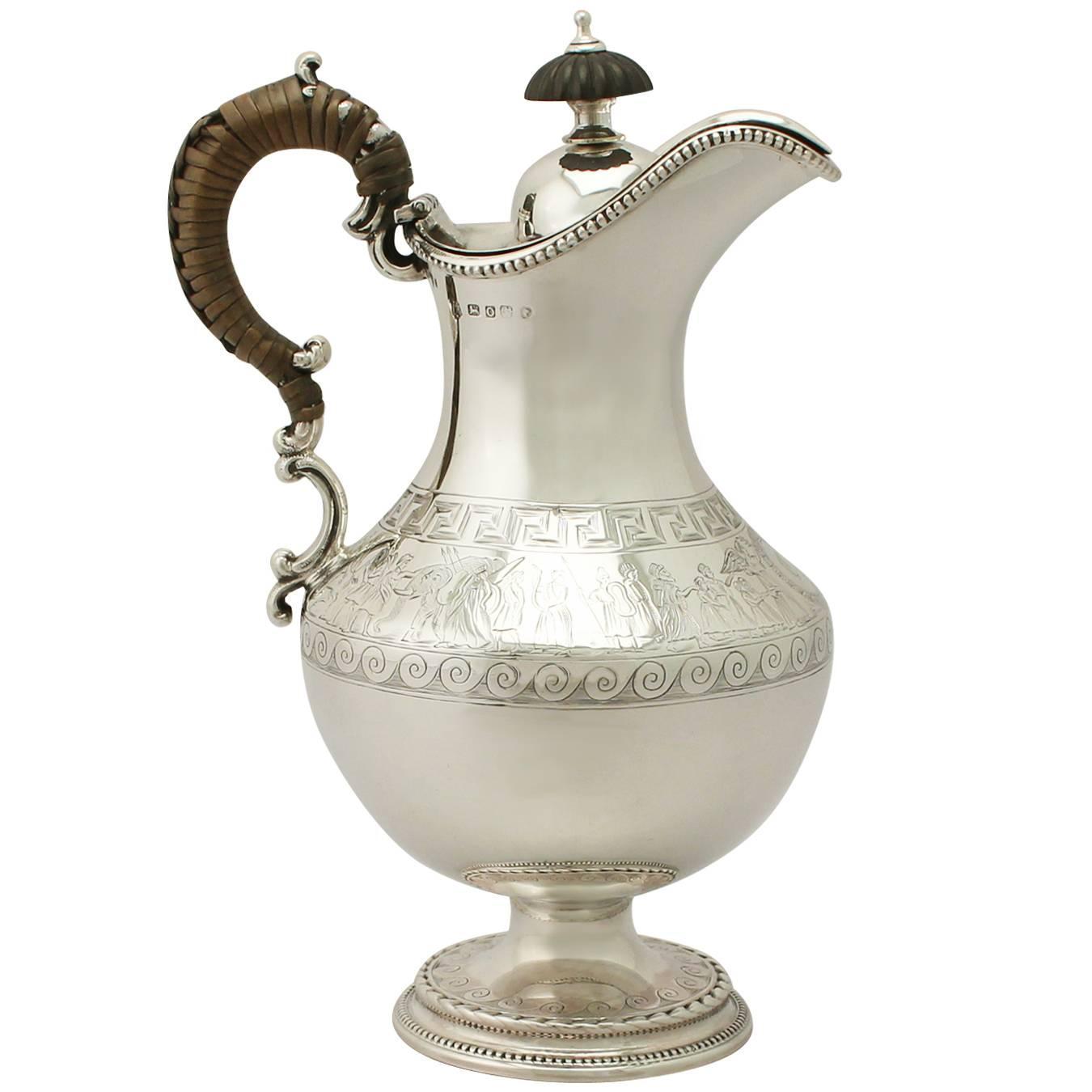 Sterling Silver Hot Water Jug, Antique Victorian For Sale at 1stdibs
