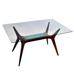 Mid-Century Maple and Glass Side Table with Etched Glass Insert, Italy, 1950s 11
