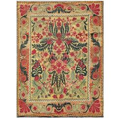 Antique English Needlepoint Tapastry Room Size Rug