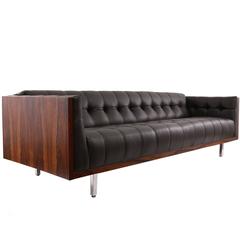 Milo Baughman for Thayer Coggin Rosewood and Leather Case Sofa