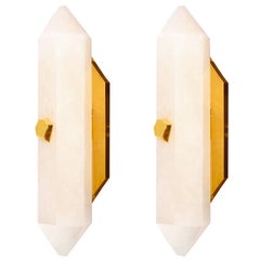 Pair of Diamond Form Rock Crystal Quartz Wall Sconces