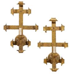 Pair of French Single-Light Gilt Metal Sconces