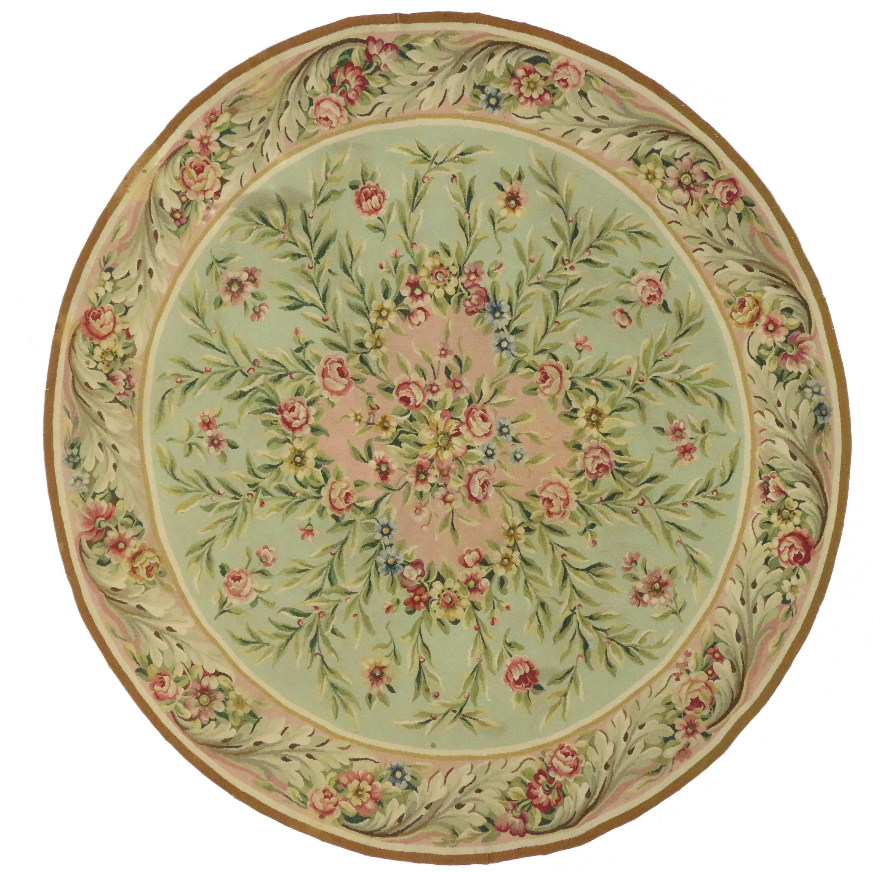 Antique French Aubusson Round Rug with Rococo Style at 1stDibs | round ...