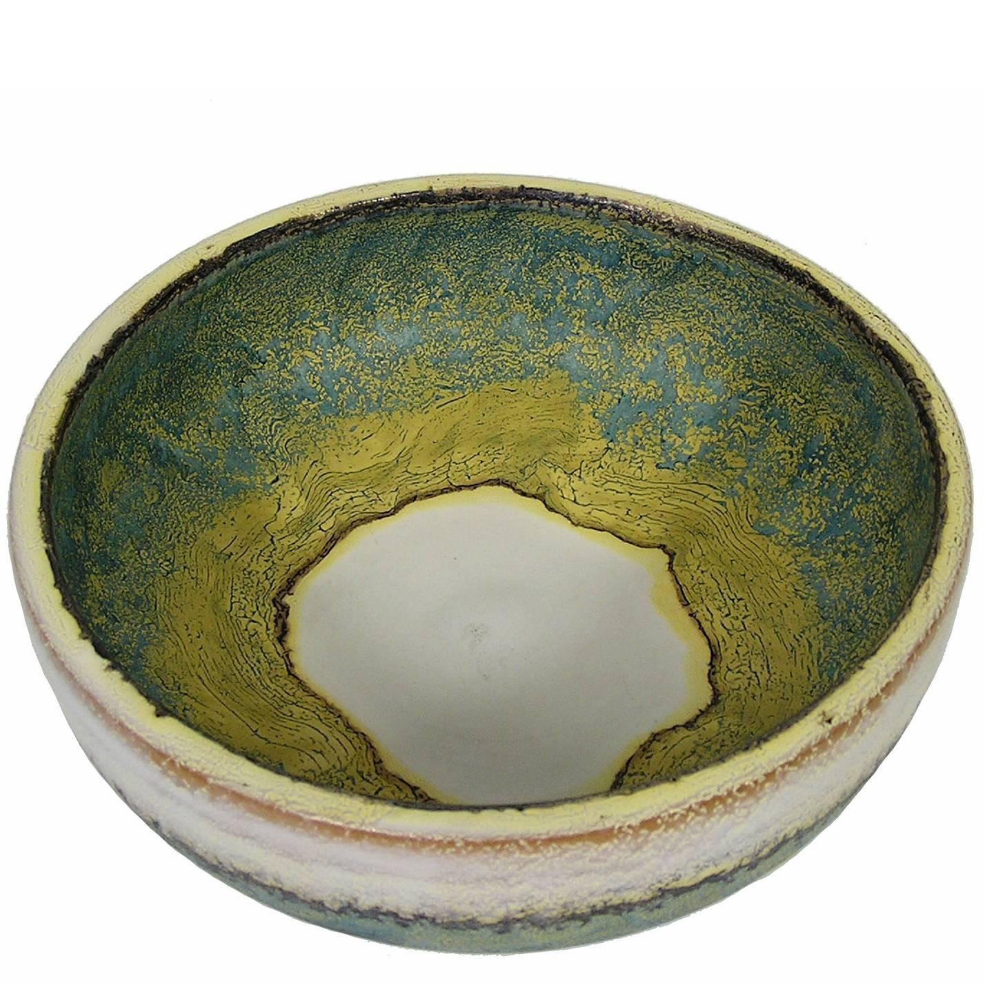 1970s Glazed Ceramic Bowl by Marcello Fantoni, Italy For Sale