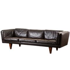 Leather and Rosewood Sofa by Illum Wikkelsø