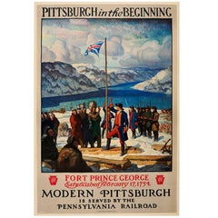 Vintage Original Pennsylvania Railroad Poster: Fort Prince George 1754 Modern Pittsburgh