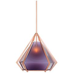 Large Harlow Pendant in Matte Steel or Metallic Finishes with Blown Glass