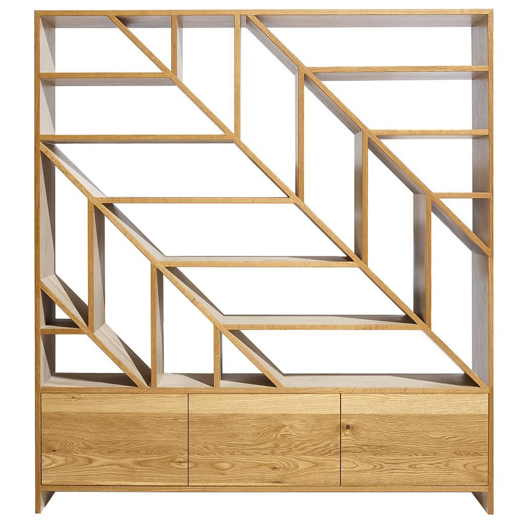 Leaf White Oak Room Divider and Display Shelving in Natural and Bone White For Sale
