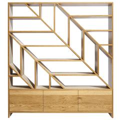 Leaf White Oak Room Divider and Display Shelving in Natural and Bone White 