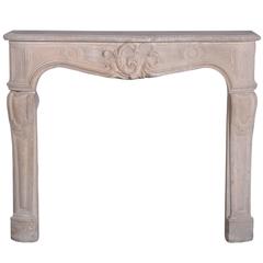 Louis XV Style Fireplace Carved in Euville Stone, 19th Century