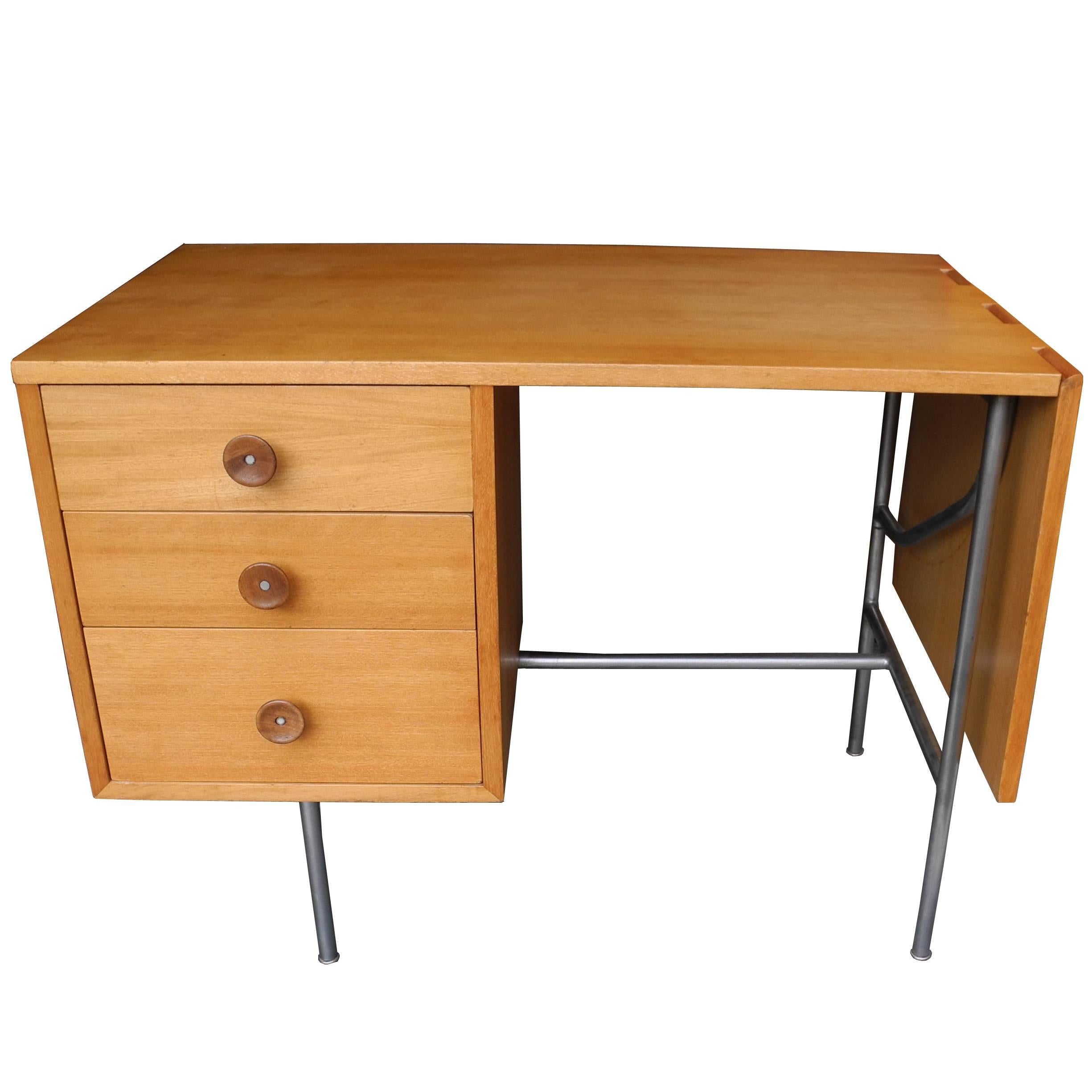 Mid-Century Modern Bleached Mahogany Three-Drawer Flip Desk by George Nelson For Sale