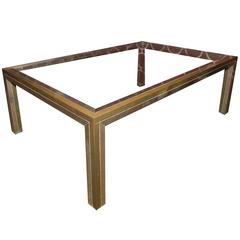 Coffee Table by Romeo Rega, Chrome and Brass, Signed 9