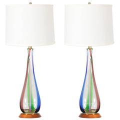Italian Swirl Murano Glass Table Lamps Italian Swirl Murano Glass Table Lamps
