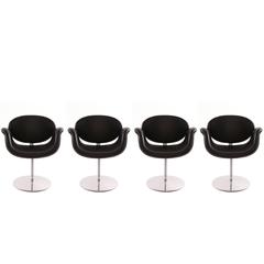 Four Pierre Paulin Artifort Leather Chrome Little Tulip Chairs