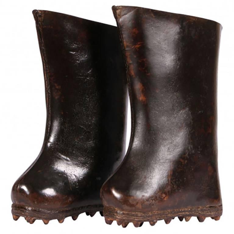 Pair of Antique Chinese Leather Boots at 1stDibs