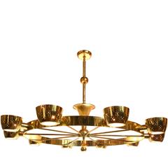 Gerald Thurson for Lightolier Solid Brass Ten-Light Chandelier