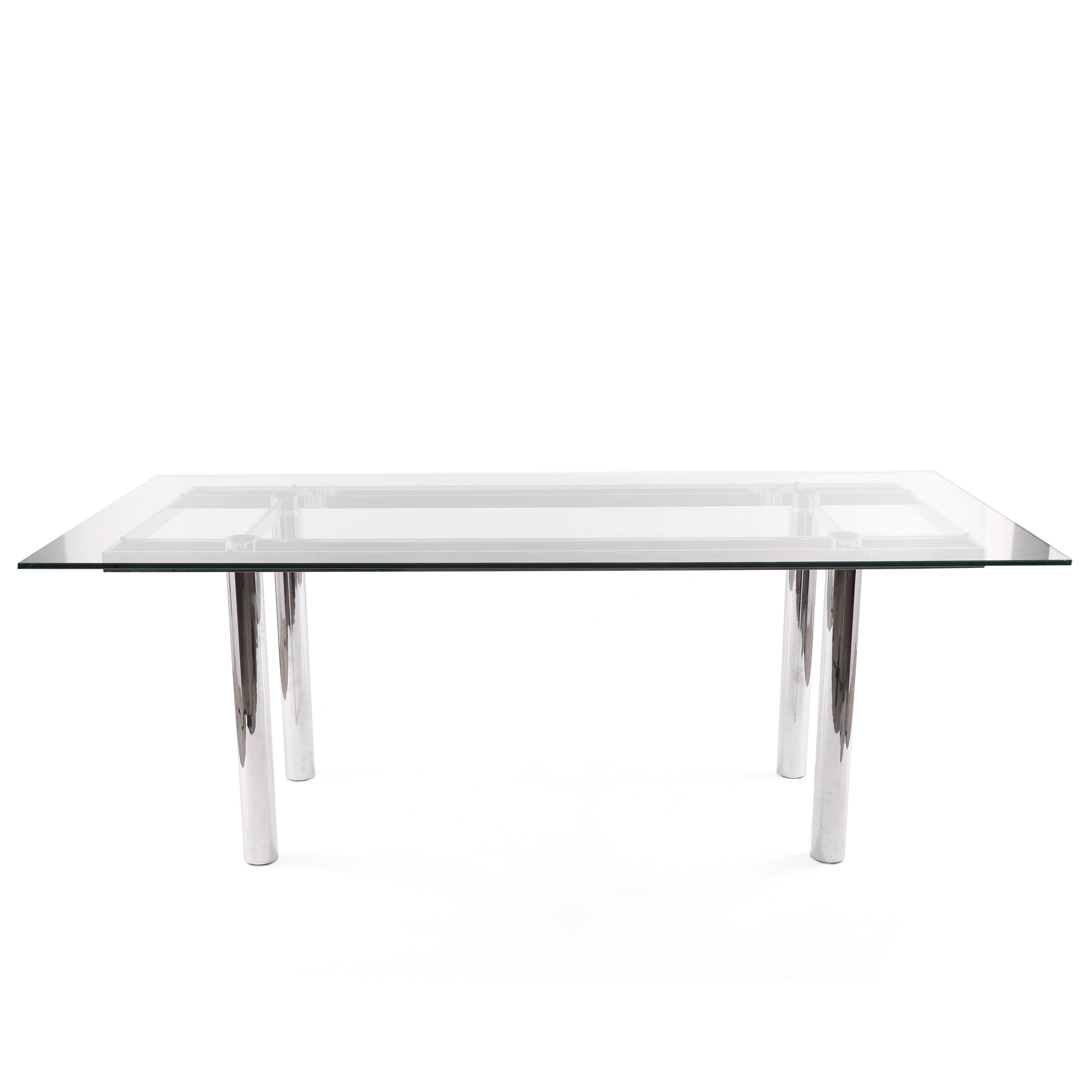 Scarpa for Knoll Chrome and Leather Dining Table