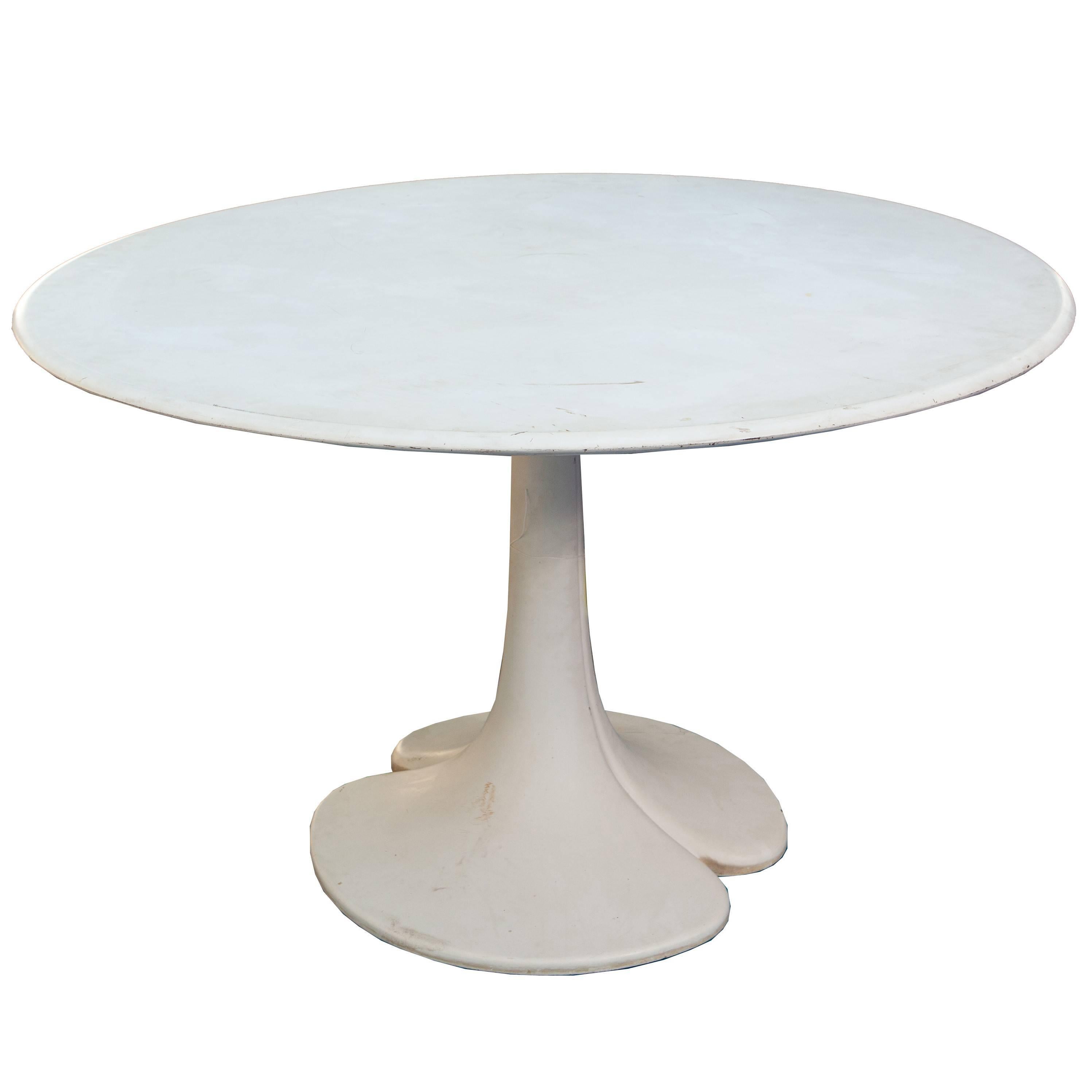 French Tulip Style Dining Table with Round Top and Tapering Pedestal at