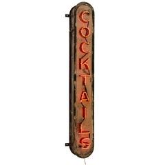 Vintage Vertical Neon Cocktails Sign, circa 1940
