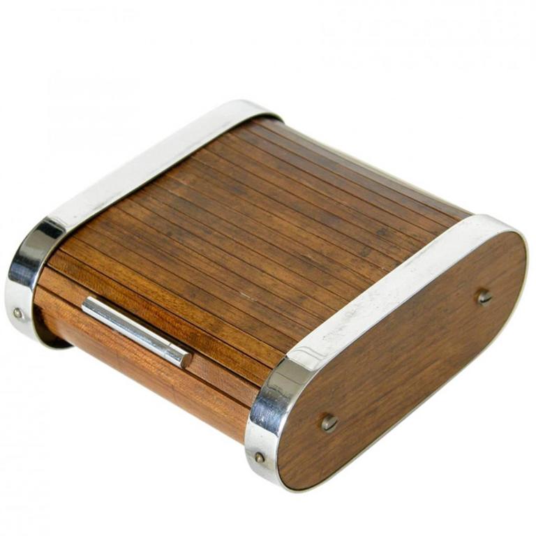 Early Industrial Tambour Roll Top Cigarette or Storage Box by Carl