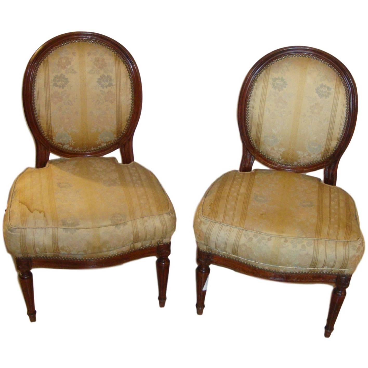 Pair of Jansen Louis XVI Boudoir Chairs