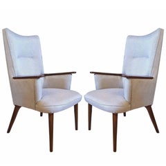 Mid-Century Modern Hansweger Style Armchairs Rosewood Frame Newly Upholstered