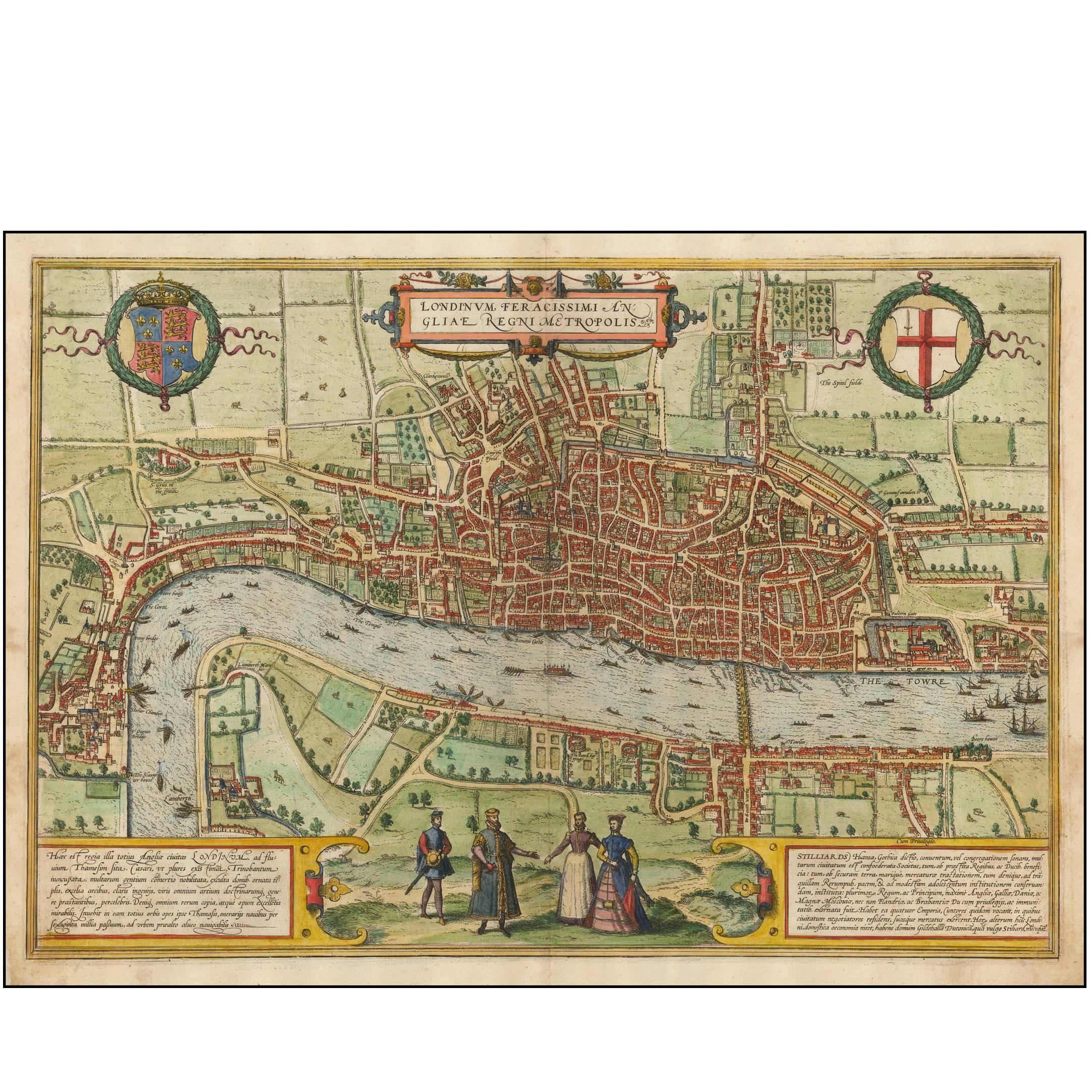 One of the First Maps of London For Sale