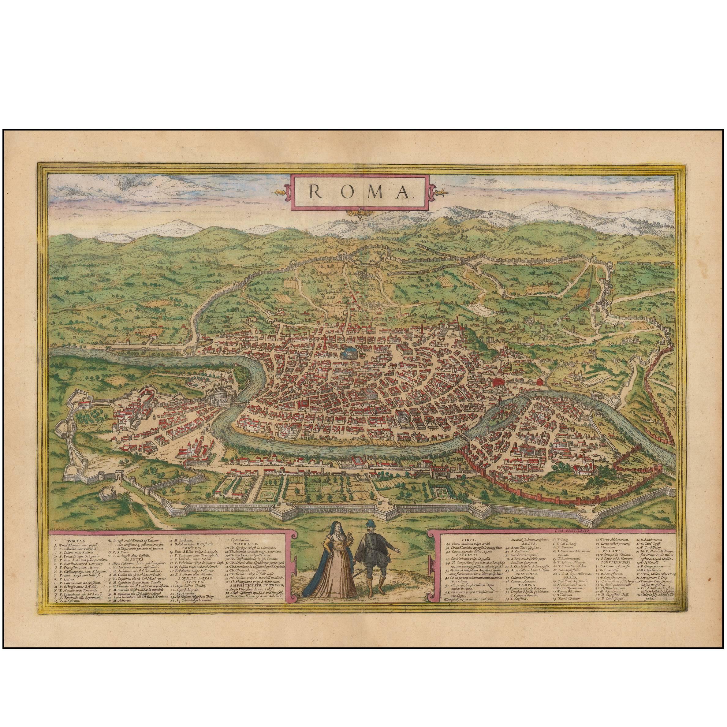 Very Early Hand-Colored View of Rome For Sale