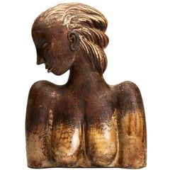 Large Continental Sculptural Pottery Bust, 20th Century