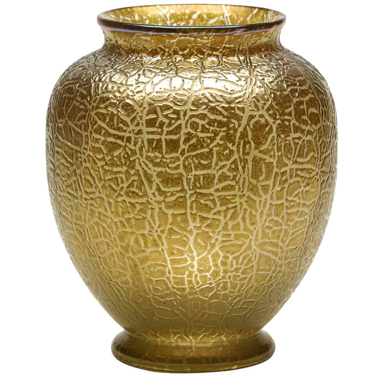 Art Nouveau Loetz Yellow / Gold Art Glass Vase, 1910